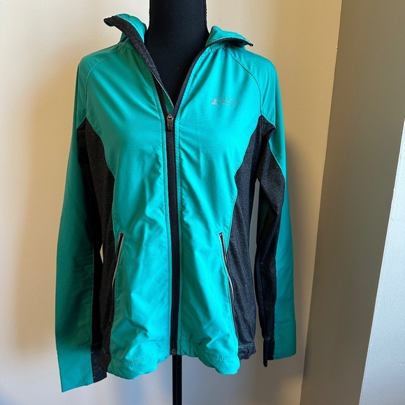 *EASTERN MOUNTAIN SPORTS* Teal x Dk Gray Zip-Up Hoodie Size Large - Picture 1 of 9